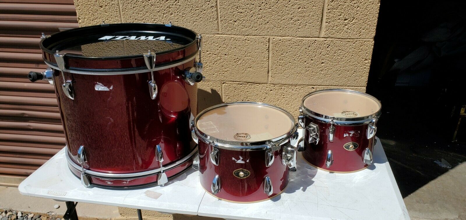 Drums Used Wine Red Tama Stagestar - 19x17,12.5x8.5,10.5x8.5 .