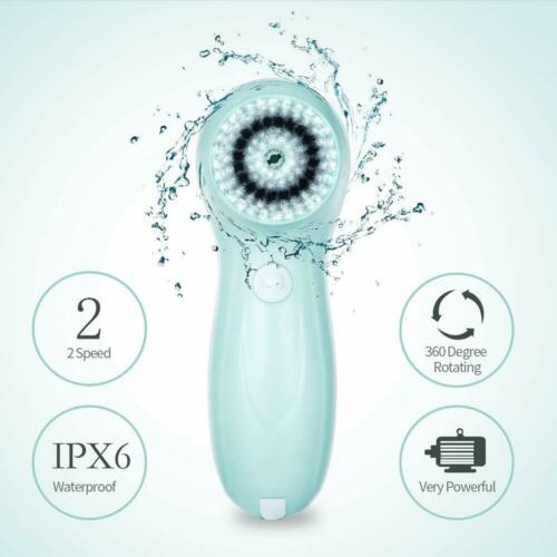 Electric Facial Cleansing Brush Spin Massager Face Cleanser W/ 3 Rotating Heads