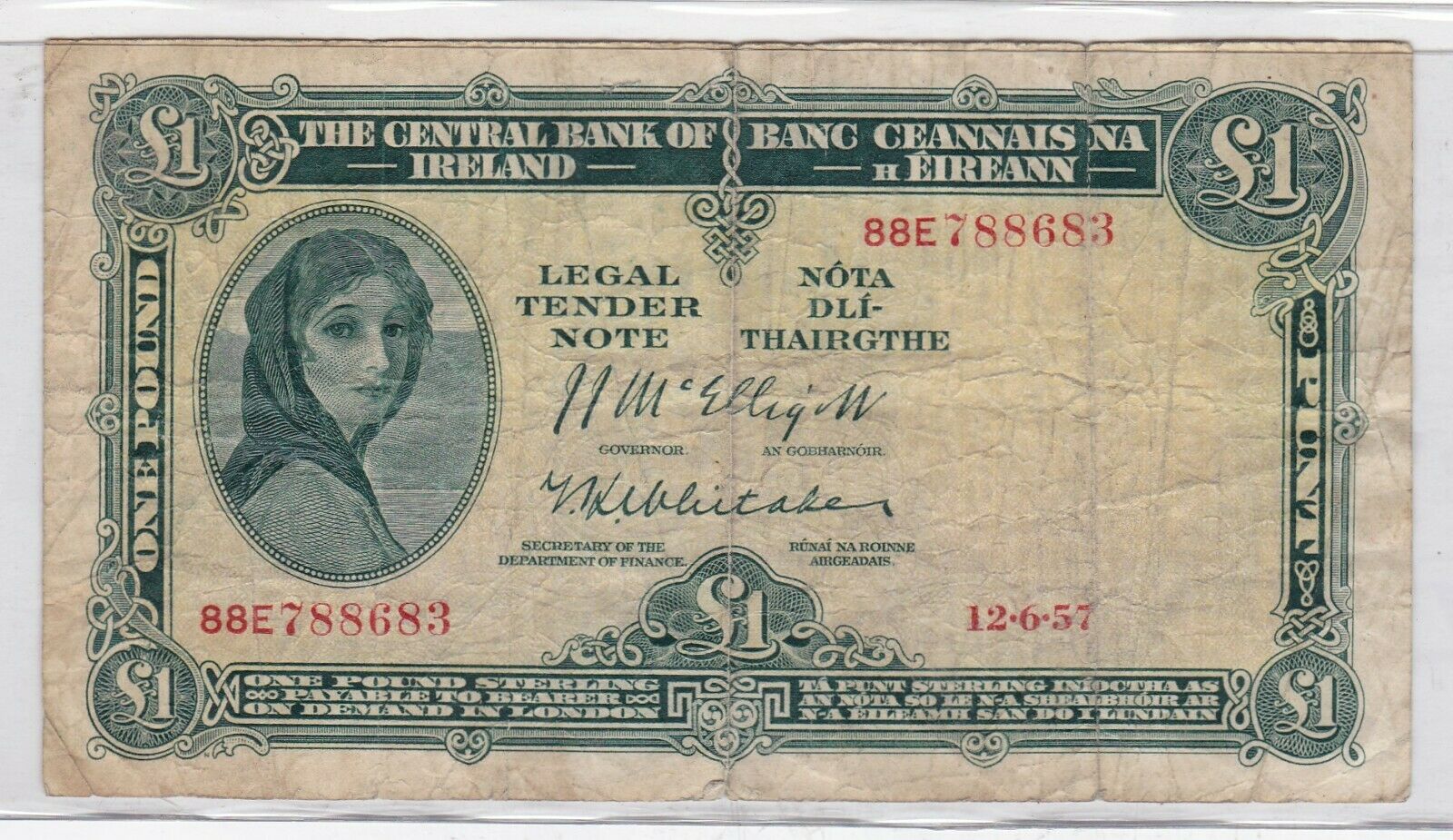 Central Bank Of Ireland 1957 1 Pound