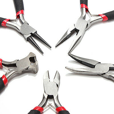 5pcs Jewelers Pliers Set Jewelry Making Beading Wire Wrapping Hobby 5" Plier Us