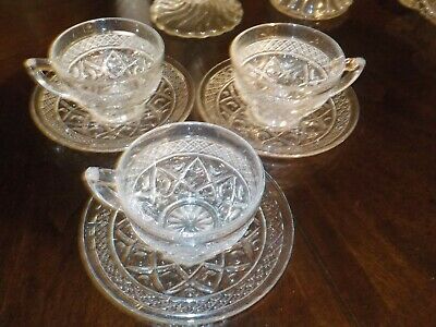 Imperial Cape Cod Crystal Three Cups And Three Saucers (tea)