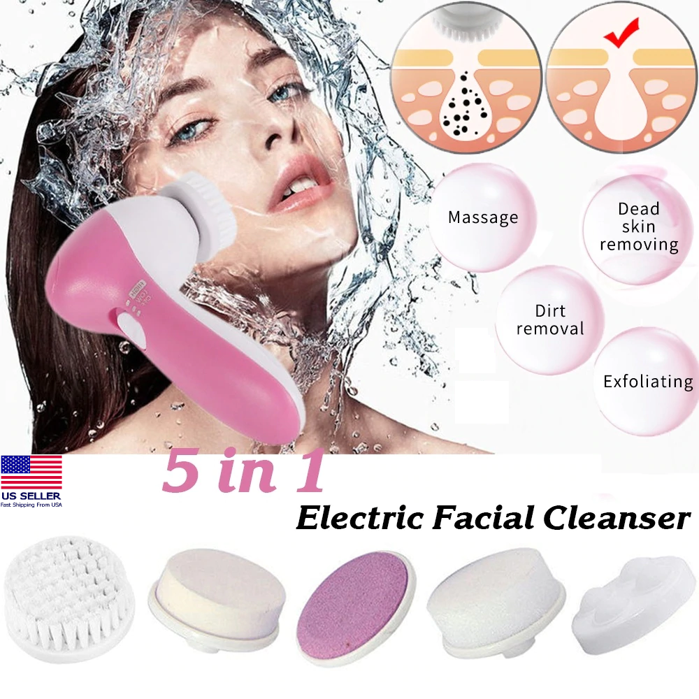 5-1 Multifunction Electronic Facial Cleansing Face Massage Brush Skin Care Spa